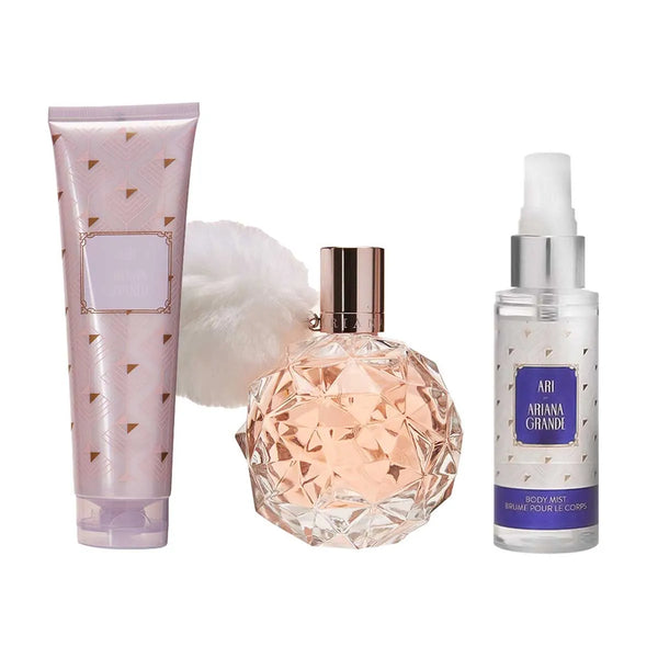 Ariana Grande Ari 3PCS Gift Set - 100ML EDP Spray + 118ML Body Mist + 100ML Body Souffle (Women)