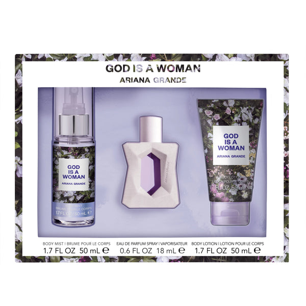 Ariana Grande God Is a Woman 3PCS Gift Set - 100ML EDP Spray + 100ML Body Souffle + 118ML Body Mist (Women)
