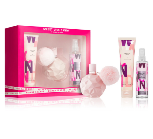 Ariana Grande Sweet Like Candy 3PCS Gift Set - 100ML EDP Spray + 118ML Body Mist + 100ML Body Souffle (Women)