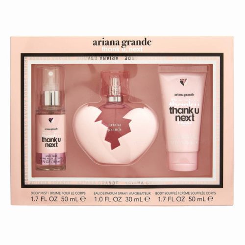 Ariana Grande Thank U Next 3PCS Gift Set - 100ML EDP Spray + 118ML Body Mist + 100ML Body Souffle (Women)