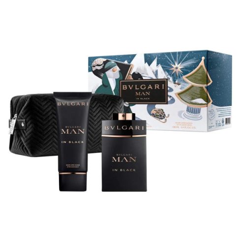 Bvlgari Man In Black 3PCS Gift Set - 100ML EDP Spray + 100ML After Shave Balm + Pouch (Men)