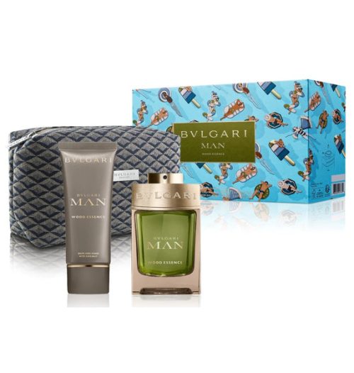 Bvlgari Man Wood Essence 3PCS Gift Set - 100ML EDP Spray + 100ML After Shave Balm + Pouch (Men)