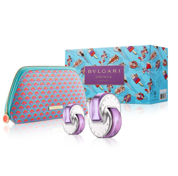 Bvlgari Omnia Amethyste 3PCS Gift Set - 65ML EDT Spray + 15ML EDT Spray + Beauty Pouch (Women)