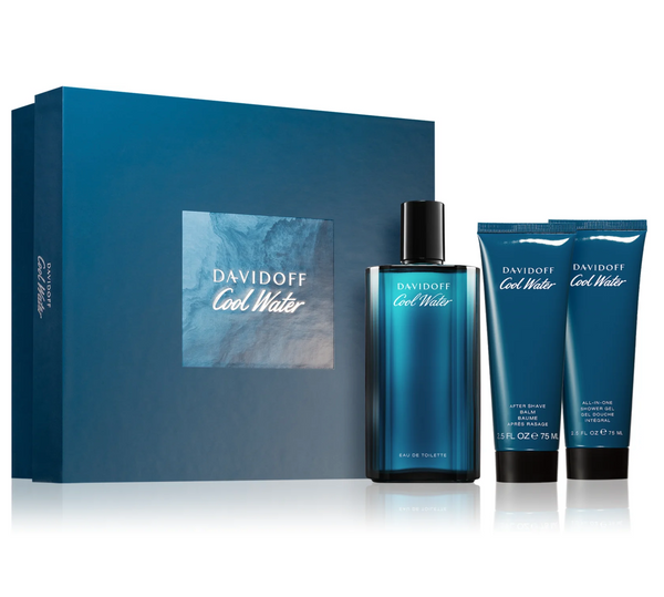 Davidoff Cool Water 3PCS Gift Set - 125ML EDT Spray + 75ML After Shave Balm + 75ML Shower Gel (Men)