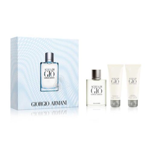 Giorgio Armani Acqua Di Gio 3PCS Gift Set 100ML EDT Spray + 75ML After Shave Balm + 75ML Body Shampoo (Men)