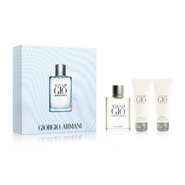 Giorgio Armani Acqua Di Gio 3PCS Gift Set 100ML EDT Spray + 75ML After Shave Balm + 75ML Body Shampoo (Men)