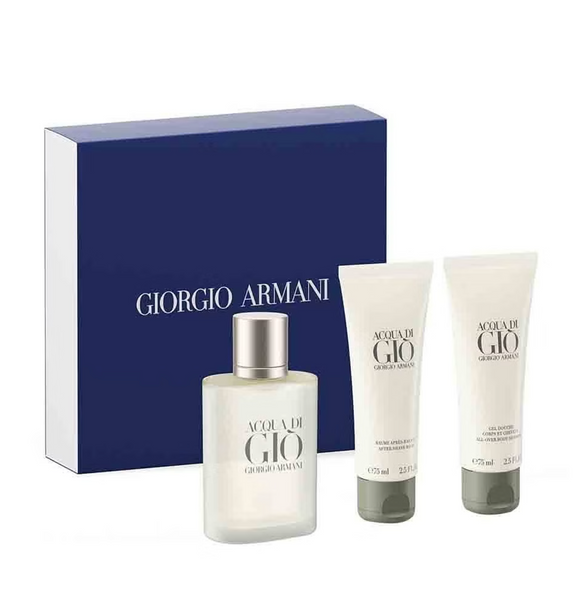 Giorgio Armani Acqua Di Gio 3PCS Gift Set - 50ML EDT Spray + 75ML After Shave Balm + 75ML Body Shampoo (Men)