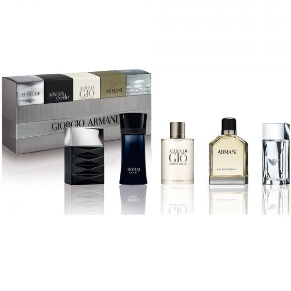 Giorgio Armani Miniature Gift Set - (Attitude 5ML + Armani Code 4ML + Acqua Di Gio 5ML + Armani Pour Homme 7ML + Emporio Diamonds 4ML) (Men)