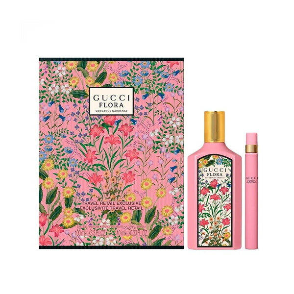 Gucci Flora Gorgeous Gardenia (Travel Retail Exclusive Gift Set) - 100ML EDP Spray + 10ML Travel Spray (Women)