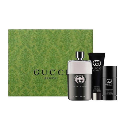 Gucci Guilty 3PCS Gift Set - 90ML EDT Spray + 50ML Shower Gel + 70G Deodorant Stick (Men)