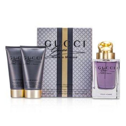 Gucci Made To Measure 3 PCS Travel Gift Set - 90ML EDT Spray + 50ML After Shave Balm + 50ML Shampoo (Men)