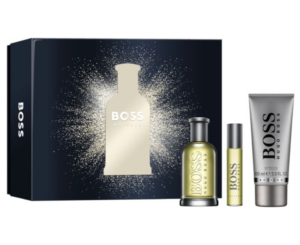 Hugo Boss Bottled (Number 6) Grey 3PCS Gift Set - 100ML EDT Spray + 100ML Shower Gel + 10ML Travel Spray (Men)