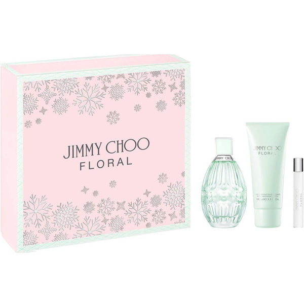 Jimmy Choo Floral Gift Set - 90ML EDT Spray + 100ML Body Lotion + 7.5ML Mini Spray (Women)
