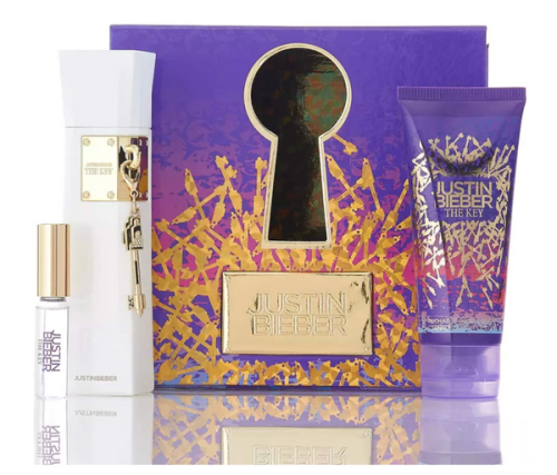 Justin Bieber The Key 3PCS Gift Set - 100ML EDP Spray + 100ML Body Lotion + 5ML Rollerball Perfume (Women)