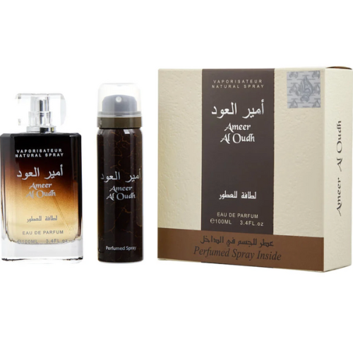Lattafa Ameer Al Oudh 2PCS Gift Set - 100ML EDP Spray + 50ML Perfumed Spray (Unisex)