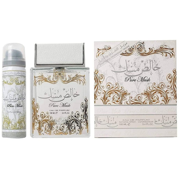 Lattafa Pure Musk 2PCS Gift Set - 100ML EDP Spray + 50ML Perfumed Spray (Unisex)
