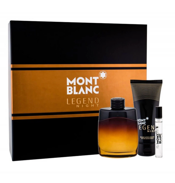 Mont Blanc Legend Night 3PCS Gift Set - 100ML EDP Spray + 100ML After Shave Balm + 7.5ML Mini (Men)