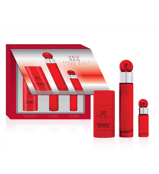 Perry Ellis 360 Red Gift Set - 50ML EDT Spray + 78G Deodorant Stick + 7.5ML EDT Spray (Men)