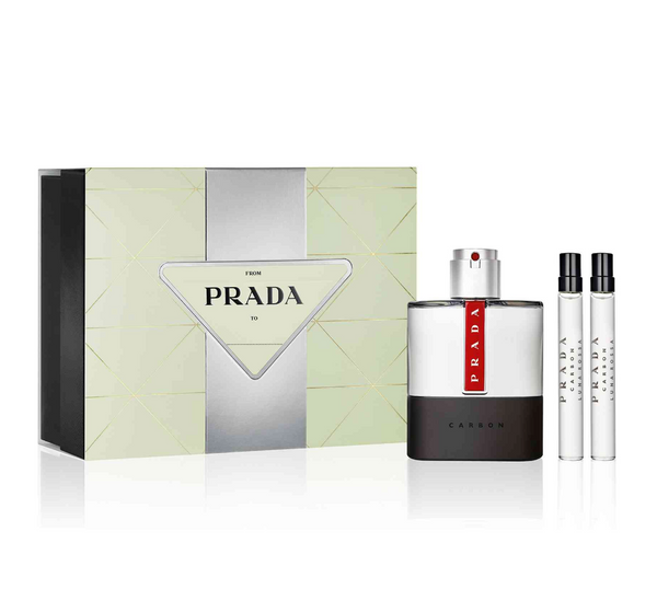 Prada Luna Rossa Carbon 3PCS Gift Set - 100ML EDT Spray + 2 X 10ML EDT Spray (M)