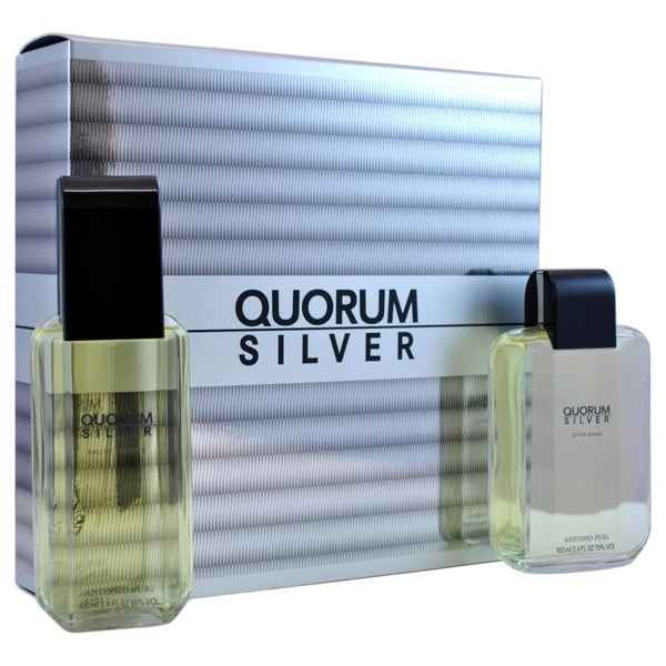 Quorum Silver 2PCS Gift Set 100ML EDT Spray + 100ML After Shave (Men)