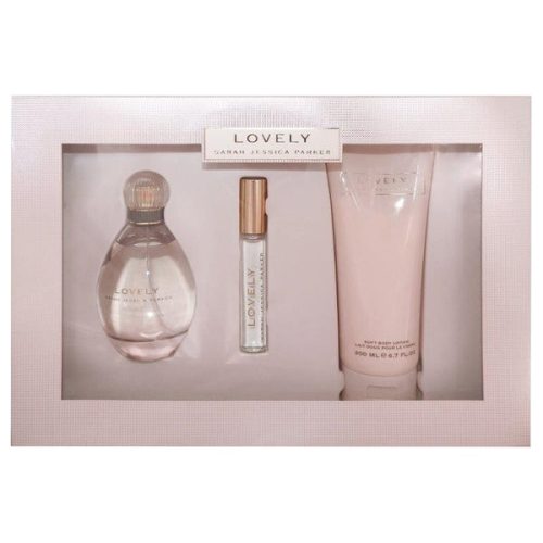 Sarah Jessica Parker Lovely (NO BOX) Gift Set -100ML EDP Spray + Body Lotion 200ML + 10ML EDP Roller Ball Miniature (Women)