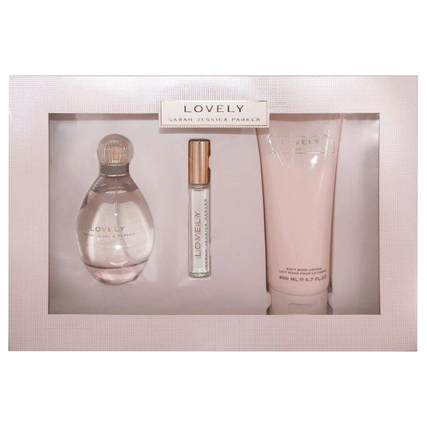 Sarah Jessica Parker Lovely (NO BOX) Gift Set -100ML EDP Spray + Body Lotion 200ML + 10ML EDP Roller Ball Miniature (Women)