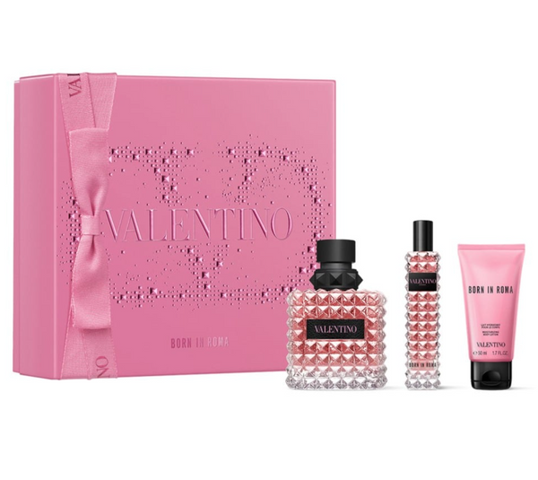 Valentino Donna Born In Roma 3PCS Gift Set - 100ML EDP Spray + 15ML EDP Spray + 50ML Body Lotion (Women)