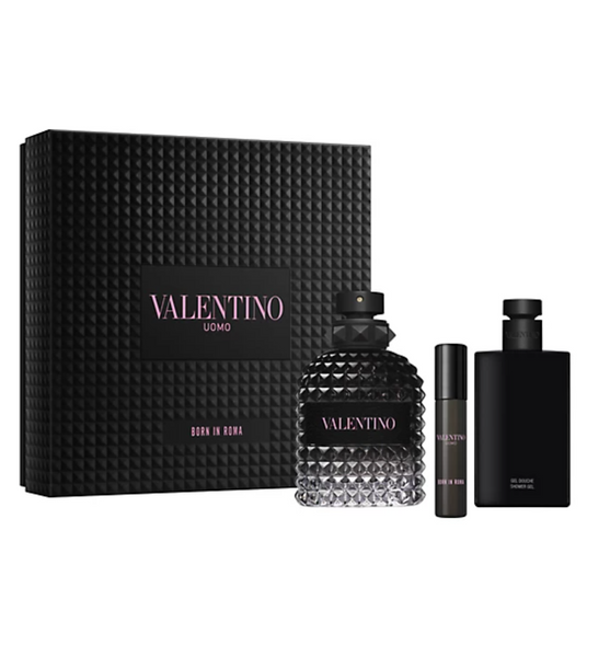 Valentino Uomo Born In Roma Gift Set - 100ML EDT Spray + 10ML EDT Spray + 100ML Shower Gel (Men)