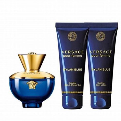 Versace Dylan Blue Pour Femme (NO BOX) - 50ML EDP Spray + 50ML Sublime Bath & Shower Gel + 50ML Sublime Body Lotion (W)
