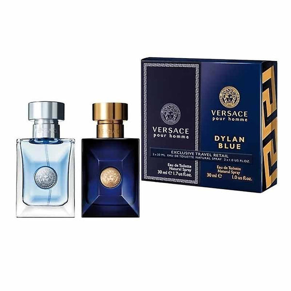 Versace Dylan Blue & Pour Homme Exclusive Travel Gift Set (2 X 30ML) EDT Spray (Men)