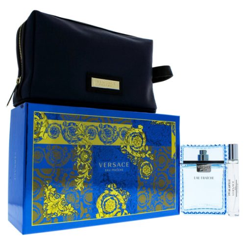 Versace Eau Fraiche 3PCS Gift Set - 100ML EDT Spray + 10ML Mini Spray + Versace Blue Trousse (Men) Versace Eau Fraiche 3PCS Gift Set - 100ML EDT Spray + 10ML Mini Spray + Versace Blue Trousse (Men)