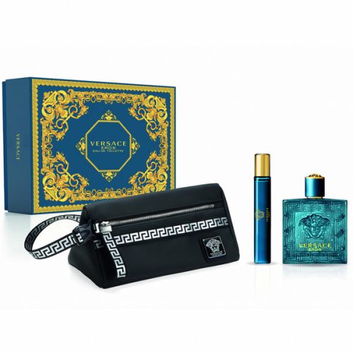 Versace Eros Black Trousse Gift Set - 100ML EDT Spray + 10ML Mini Travel Spray (Men)