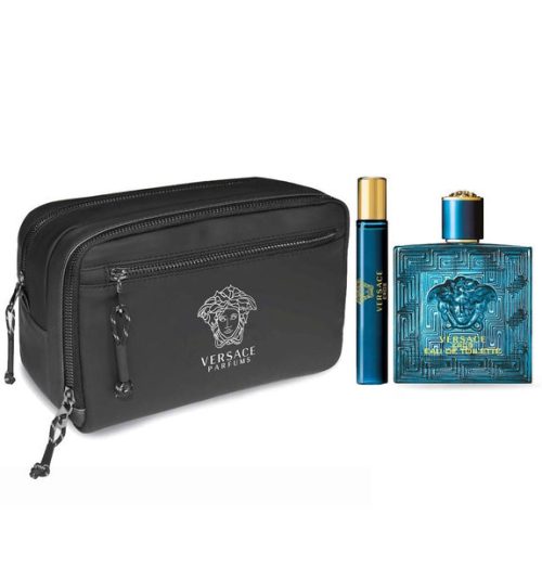Versace Eros Black Trousse Gift Set - 100ML EDT Spray + 10ML Travel Spray (Men)