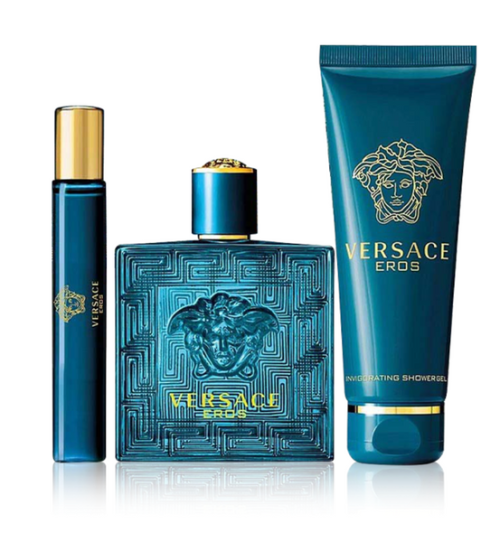 Versace Eros (Eau De Toilette) 3PCS Gift Set - 100ML EDT Spray + 150ML Shower Gel + 10ML EDT Spray (Men)