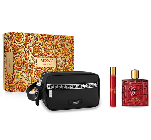 Versace Eros Flame Black Trousse Gift Set - 100ML EDP Spray + 10ML Travel Spray (Men)