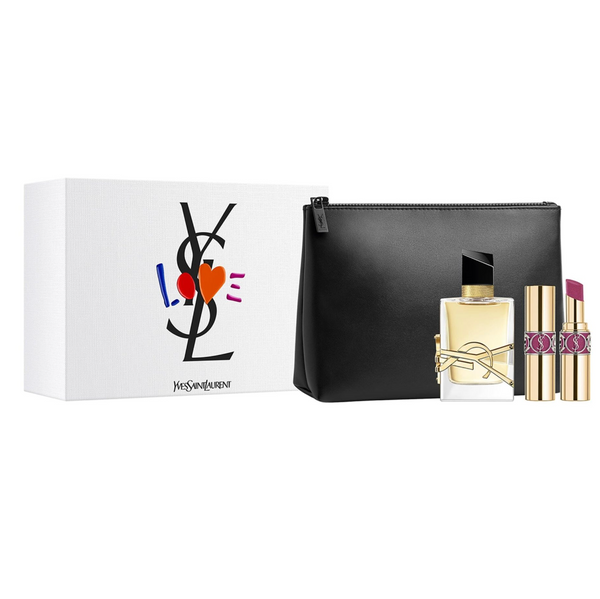 Yves Saint Laurent YSL Libre 3PCS Gift Set - 50ML EDP Spray + 3.2G Rouge Lipstick + Black Trousse (Women)